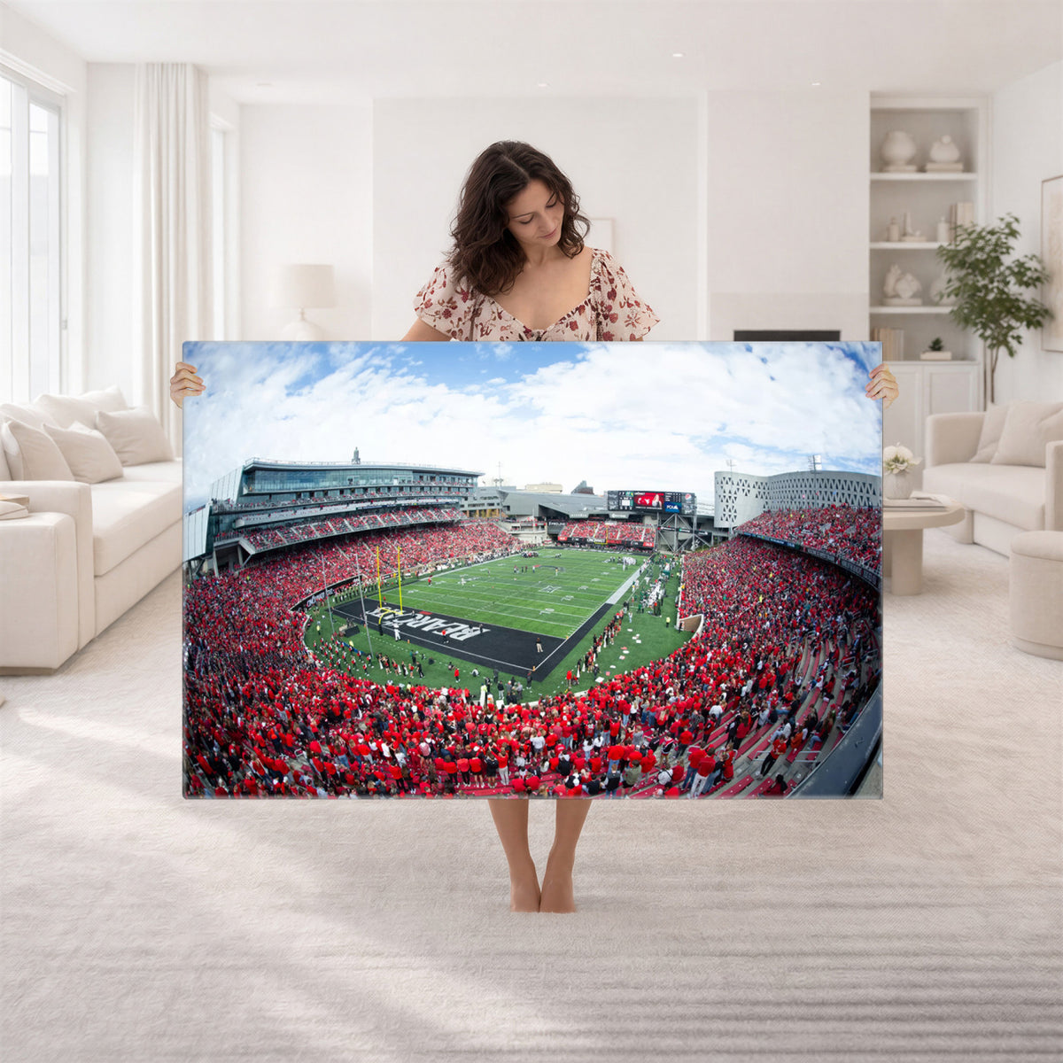 54070-MGV-CV-36X24 - Cincinnati Bearcats Football Team Print - Nippert Stadium Wall Art Canvas Print