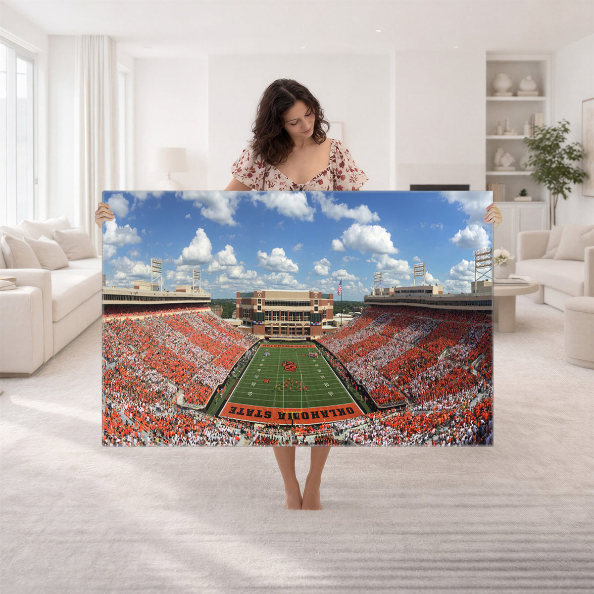65192-MGV-CV-36X24 - Oklahoma State Cowboys Football Team Print - Stillwater Boone Pickens Stadium Wall Art Canvas Print