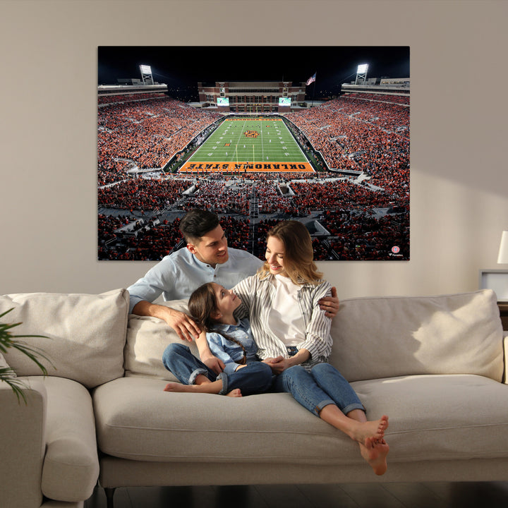 Oklahoma State Cowboys Football Team Print - Stillwater Boone Pickens Stadium Wall Art Canvas Print