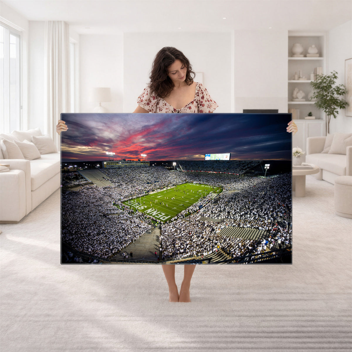 37304-MGV-CV-36X24 - Penn State Nittany Lions Football Team Print - University Park Beaver Stadium Art Canvas Print