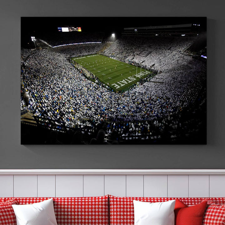 Penn State Nittany Lions Football Team Print - University Park Beaver Stadium Wall Art Canvas Print