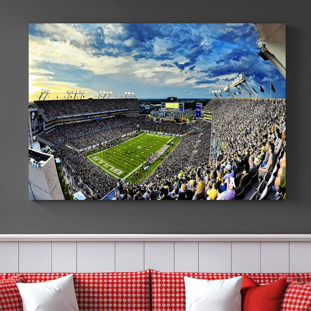 USF Bulls Football Team Print - Tampa Raymond James Stadium Wall Art Canvas Print