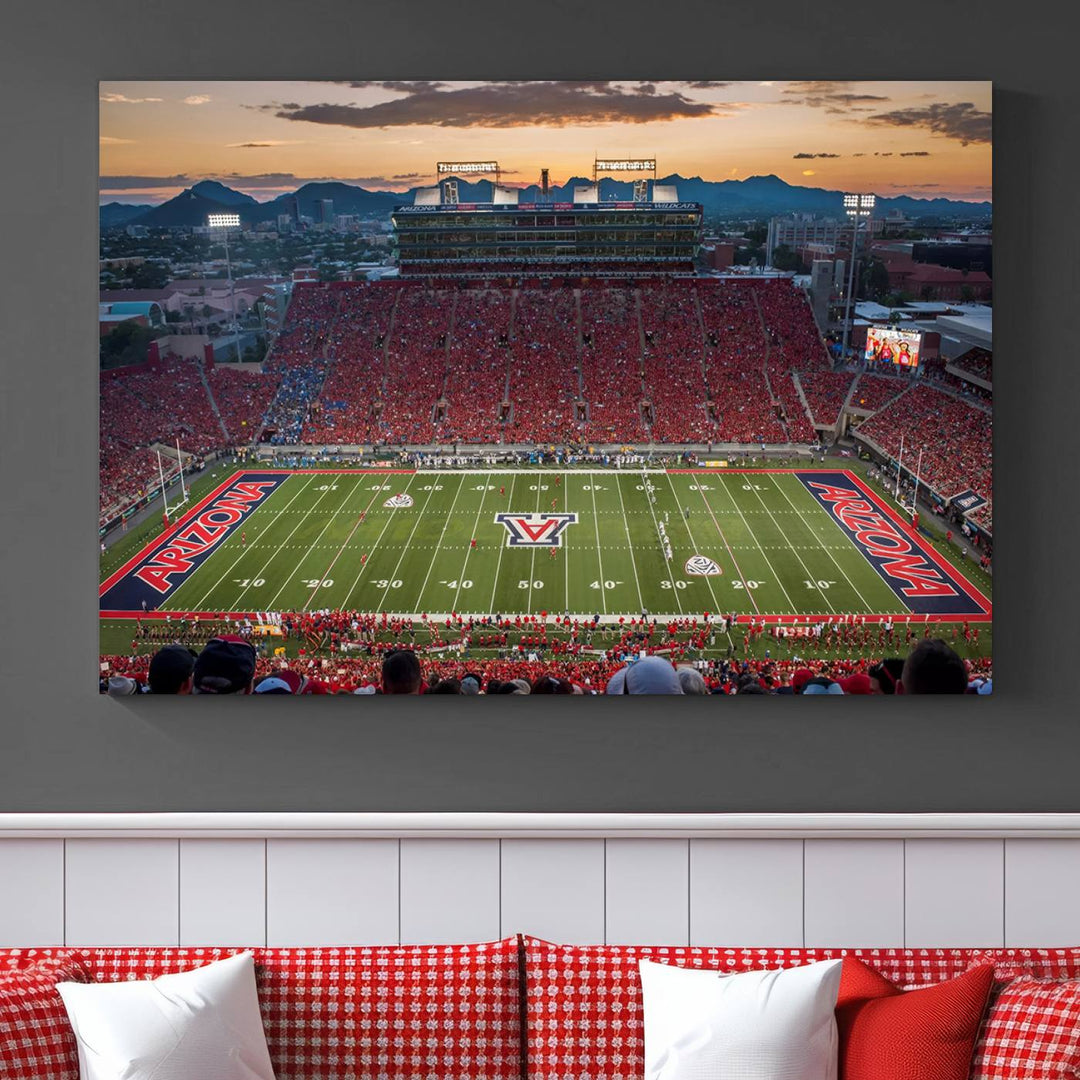 Arizona Wildcats Football Team Print - Tucson Arizona Stadium Wall Art Canvas Print