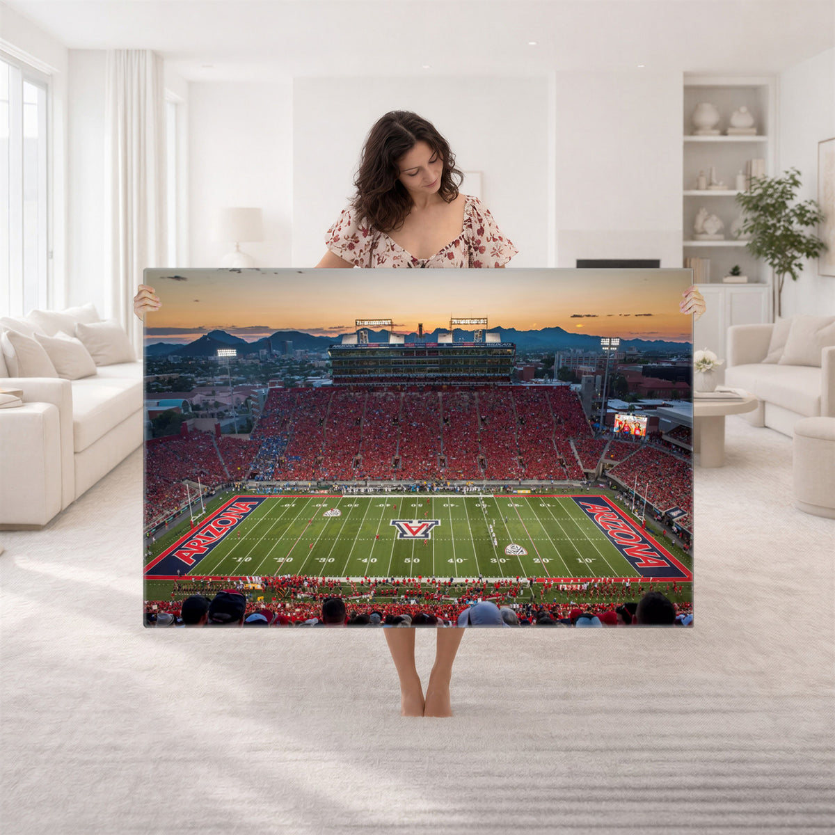45563-MGV-CV-36X24 - Arizona Wildcats Football Team Print - Tucson Arizona Stadium Wall Art Canvas Print