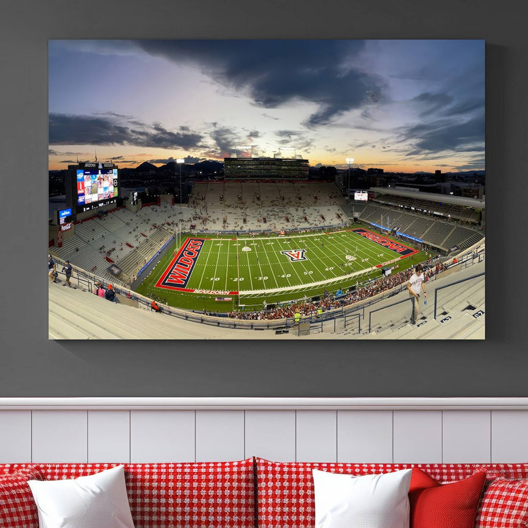 Arizona Wildcats Football Team Print - Tucson Arizona Stadium Wall Art Canvas Print