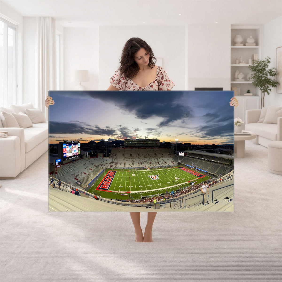 24339-MGV-CV-36X24 - Arizona Wildcats Football Team Print - Tucson Arizona Stadium Wall Art Canvas Print