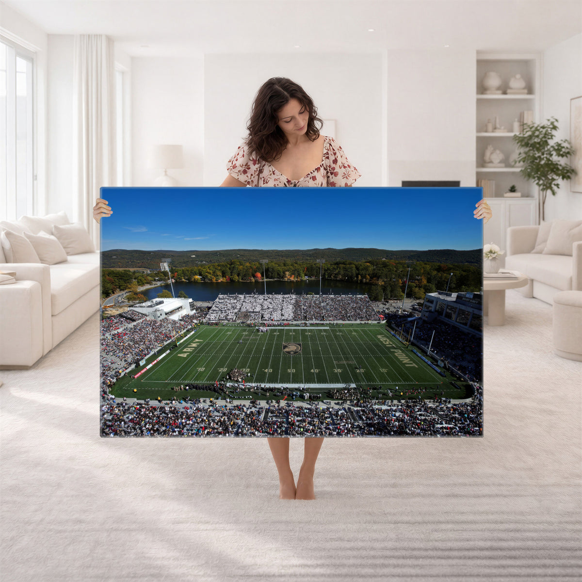52056-MGV-CV-36X24 - Army Black Knights Football Team Print - West Point Michie Stadium Wall Art Canvas Print
