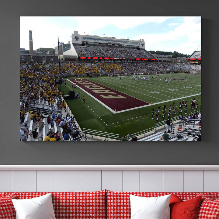 Boston College Eagles Football Team Print - Boston Alumni Stadium Wall Art Canvas Print