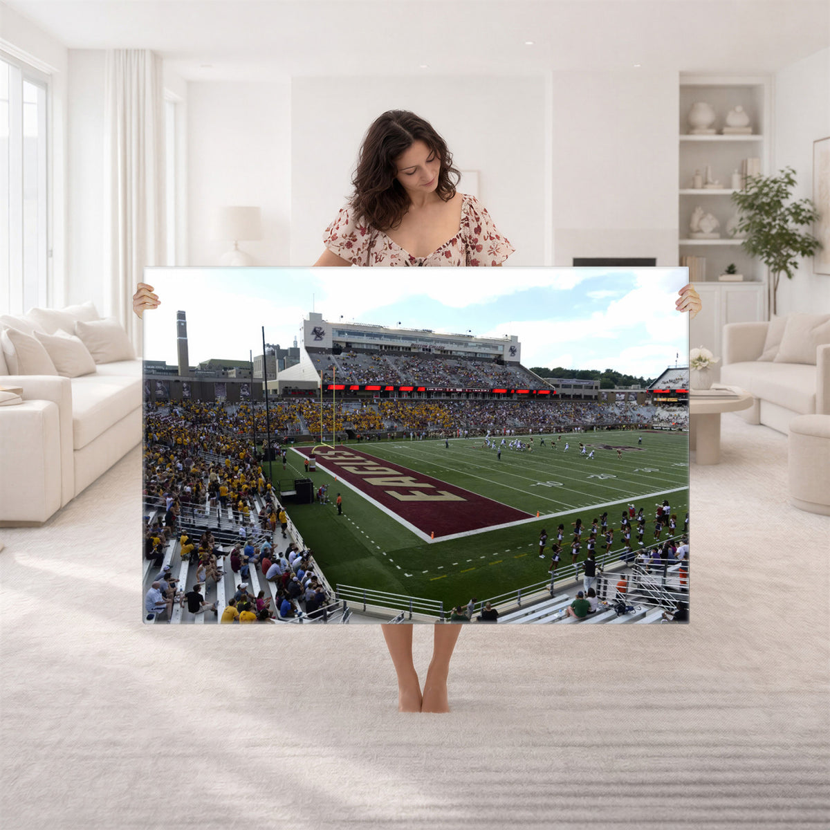 61503-MGV-CV-36X24 - Boston College Eagles Football Team Print - Boston Alumni Stadium Wall Art Canvas Print