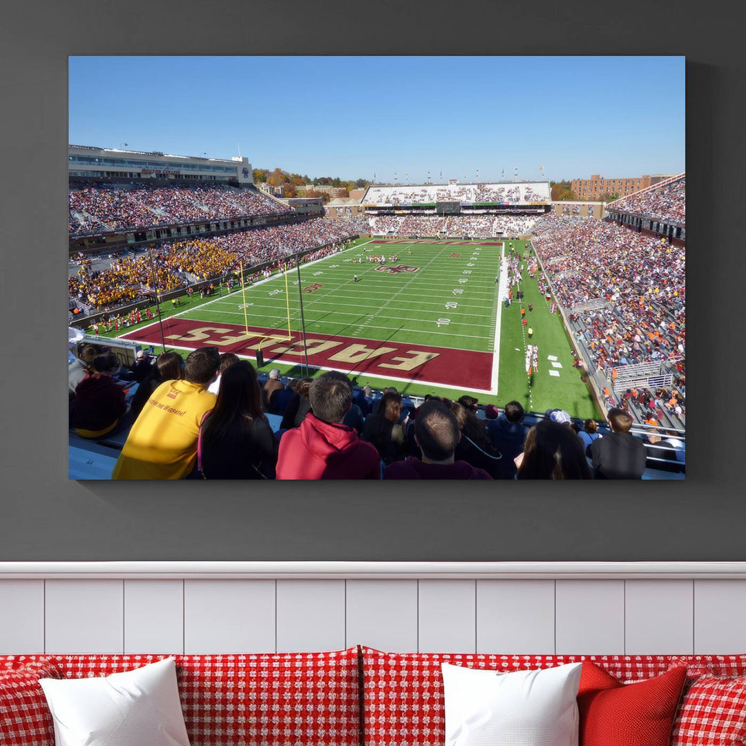 Boston College Eagles Football Team Print - Boston Alumni Stadium Wall Art Canvas Print