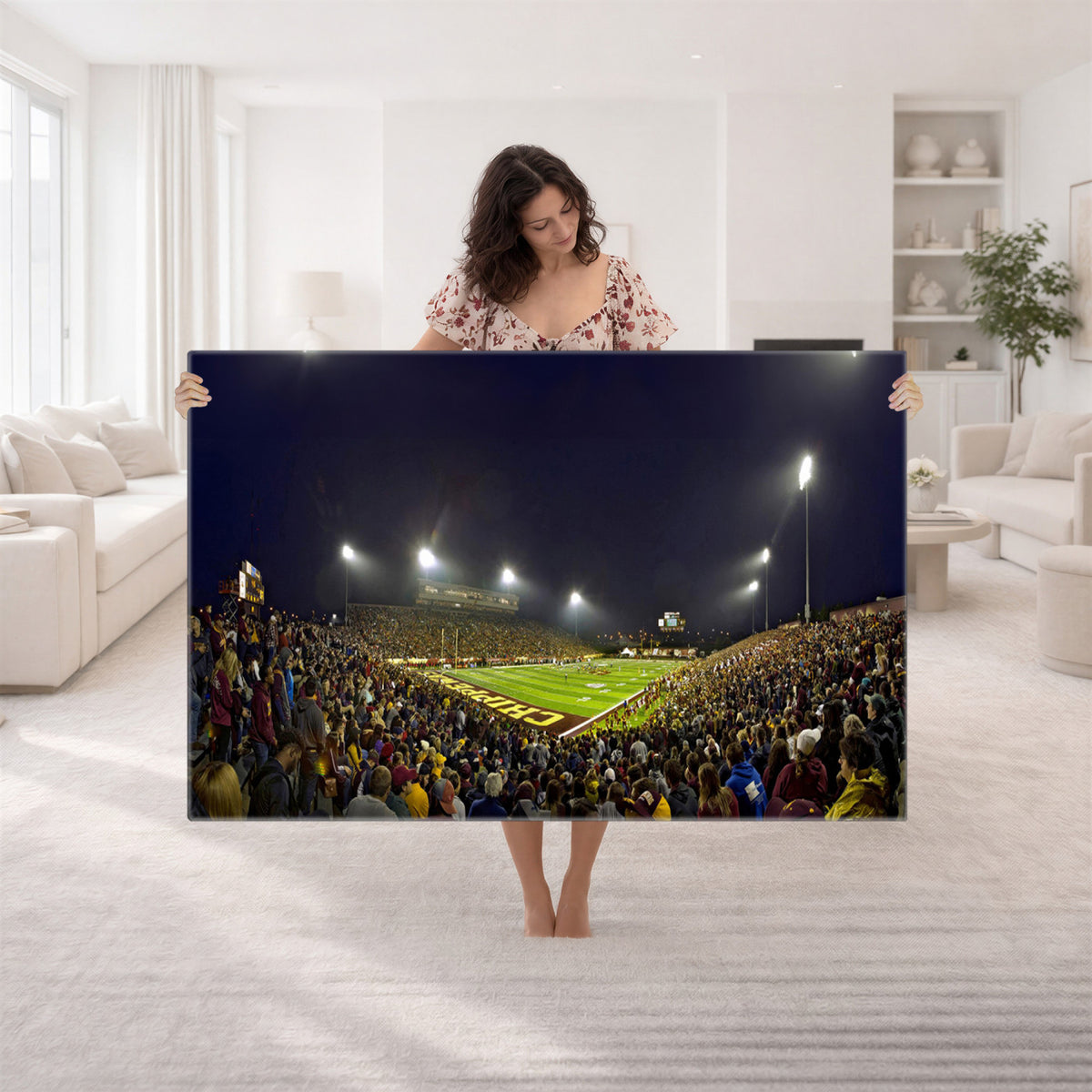 45619-MGV-CV-36X24 - Central Michigan University Chippewas Canvas Wall Art, Football Team Print - Mount Pleasant