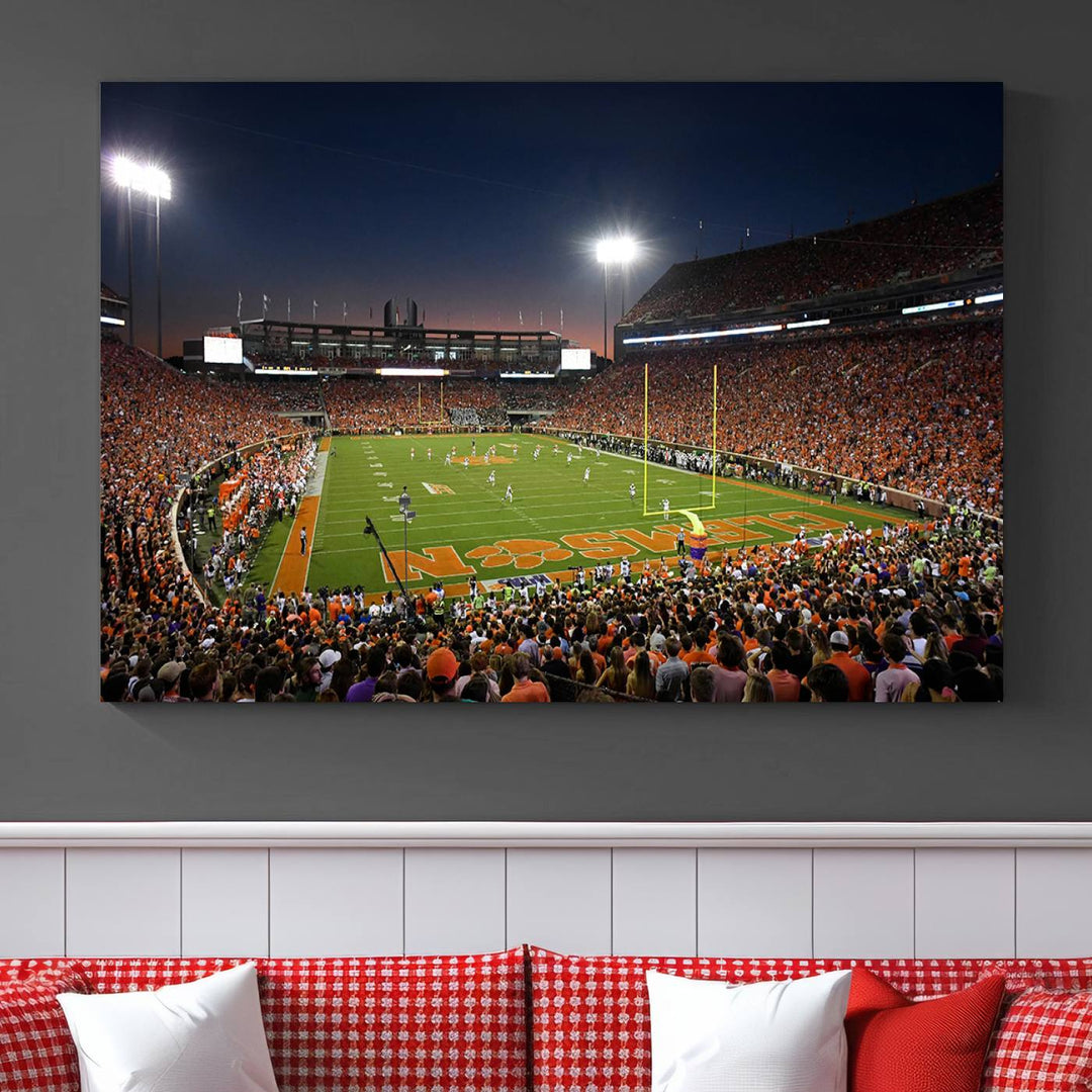 Clemson University Tigers Football Team Print - Clemson Memorial Stadium Wall Art Canvas Print