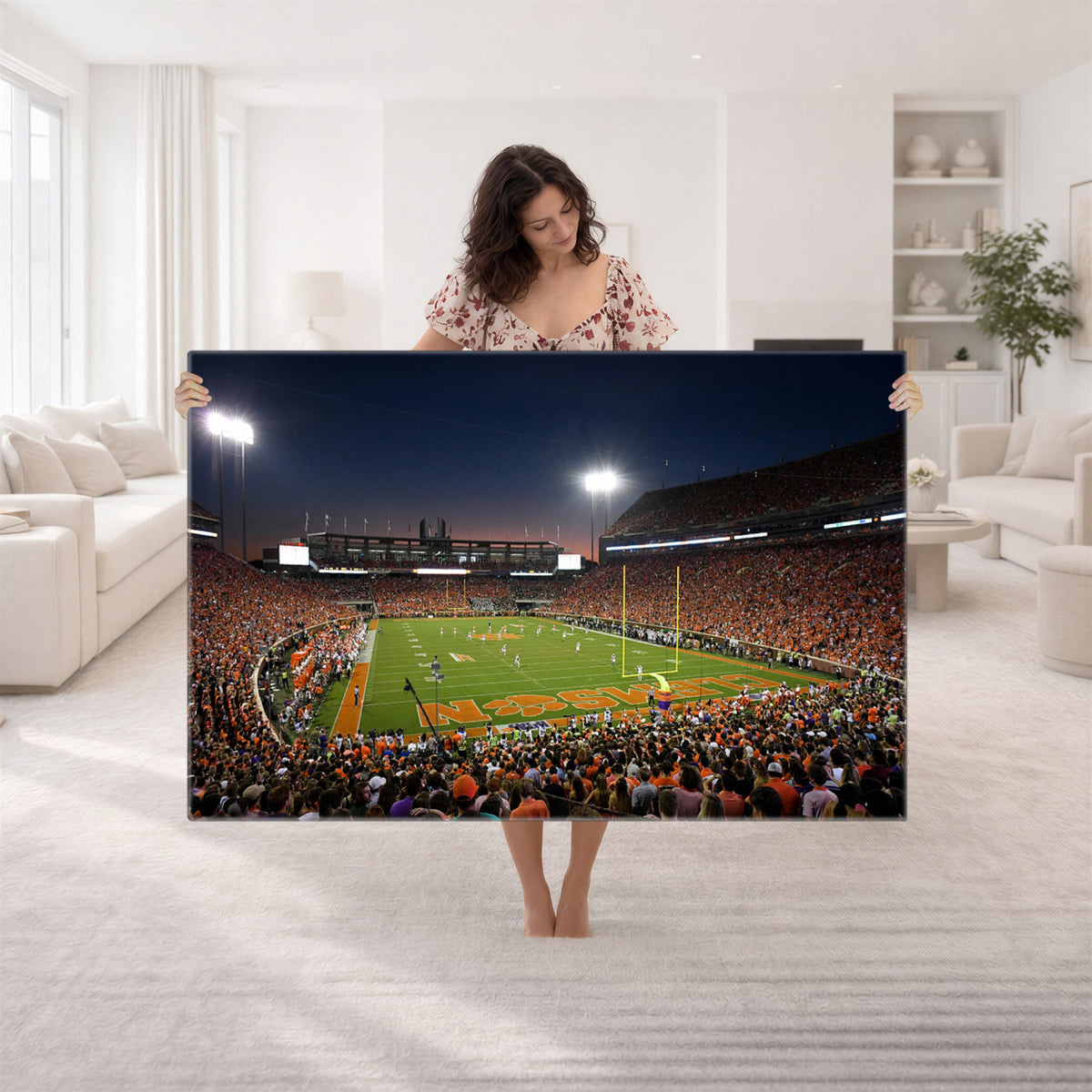 32340-MGV-CV-36X24 - Clemson University Tigers Art Print, Football Team Print