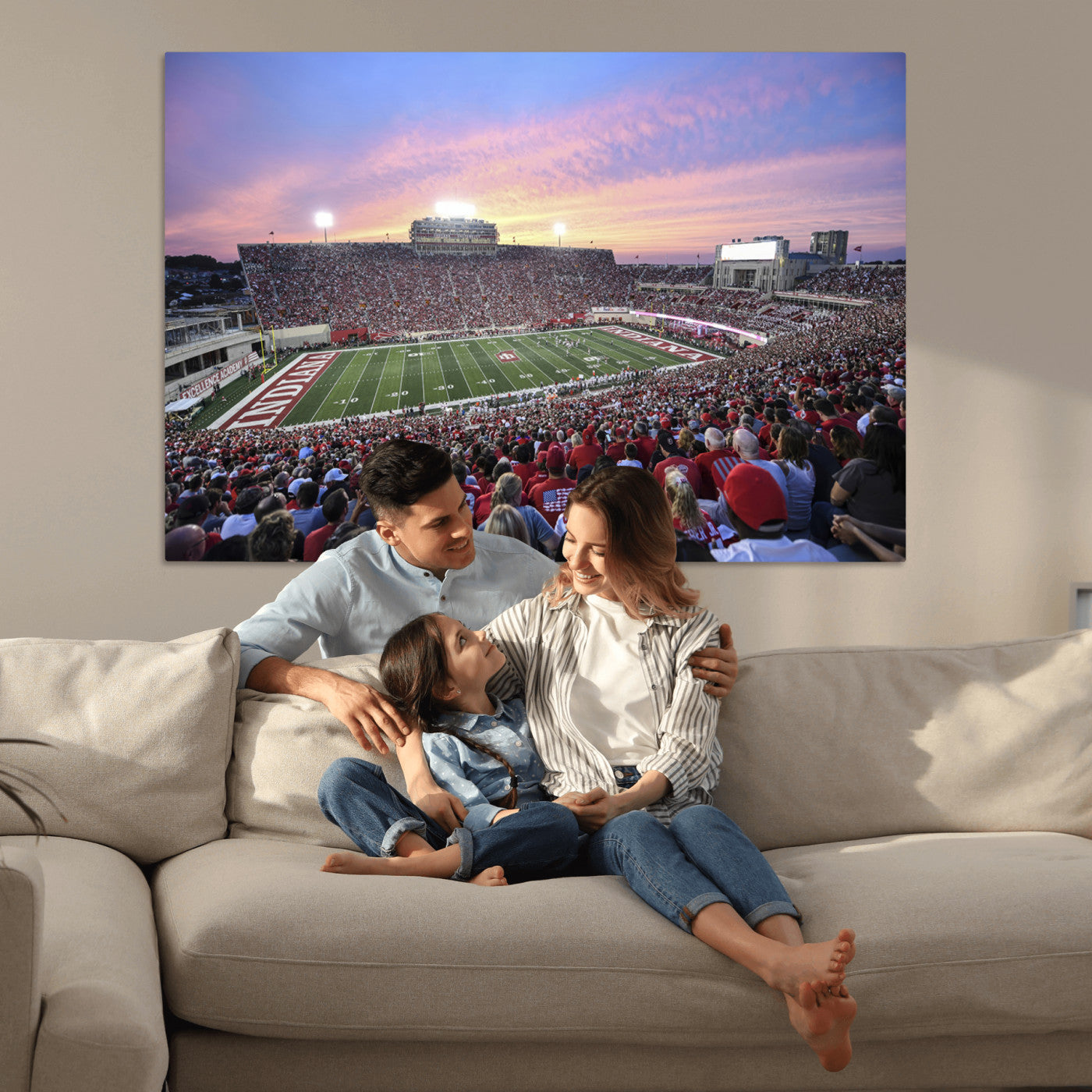 13046-MGV-CV-36X24-Indiana University Hoosiers Football Team Print - Bloomington Memorial Stadium Wall Art Canvas Print