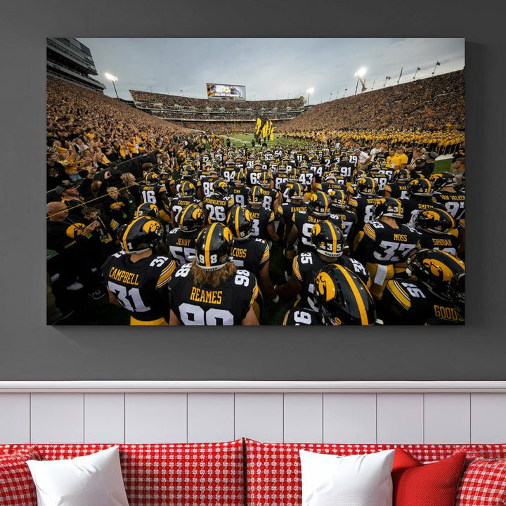 Iowa University Hawkeyes Football Team Print - Iowa City Kinnick Stadium Wall Art Canvas Print