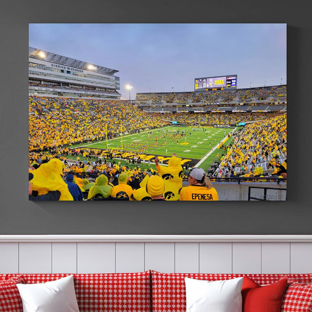 Iowa University Hawkeyes Football Team Print - Iowa City Kinnick Stadium Wall Art Canvas Print