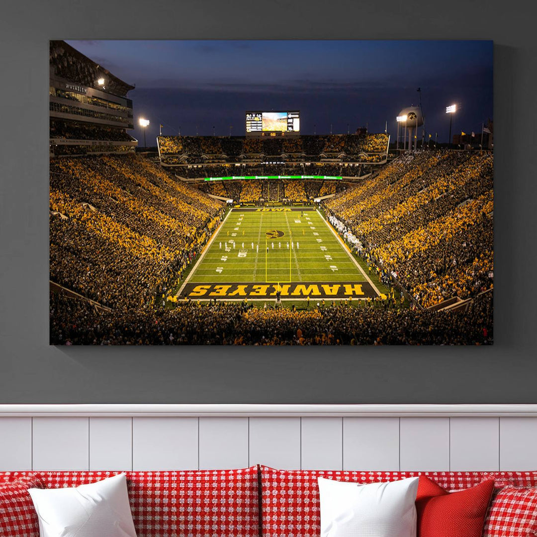 Iowa University Hawkeyes Football Team Print - Iowa City Kinnick Stadium Wall Art Canvas Print