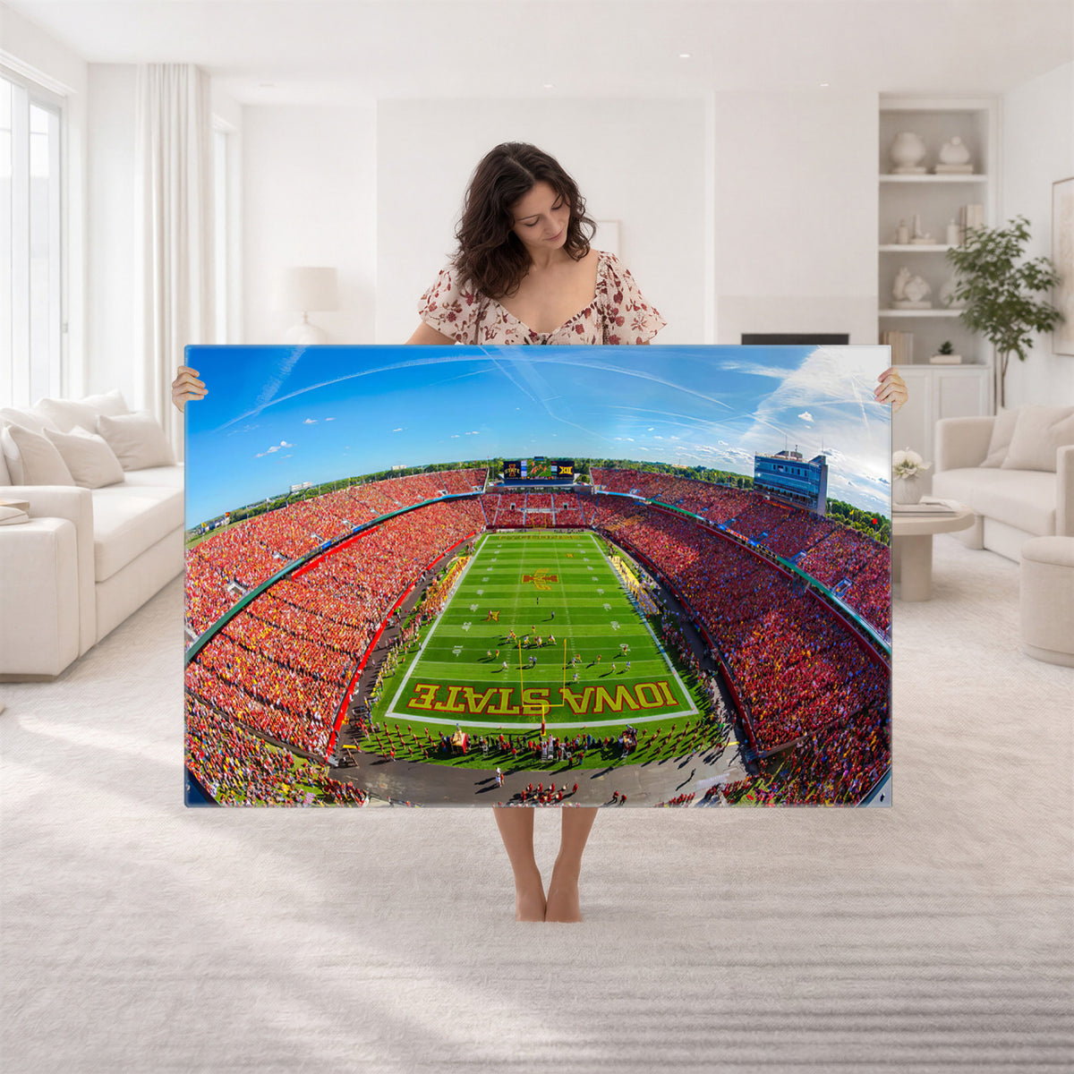 36706-PAN-FL-20X10 - Iowa State University Cyclones Football Team Print - Ames Jack Trice Stadium Art Canvas Print