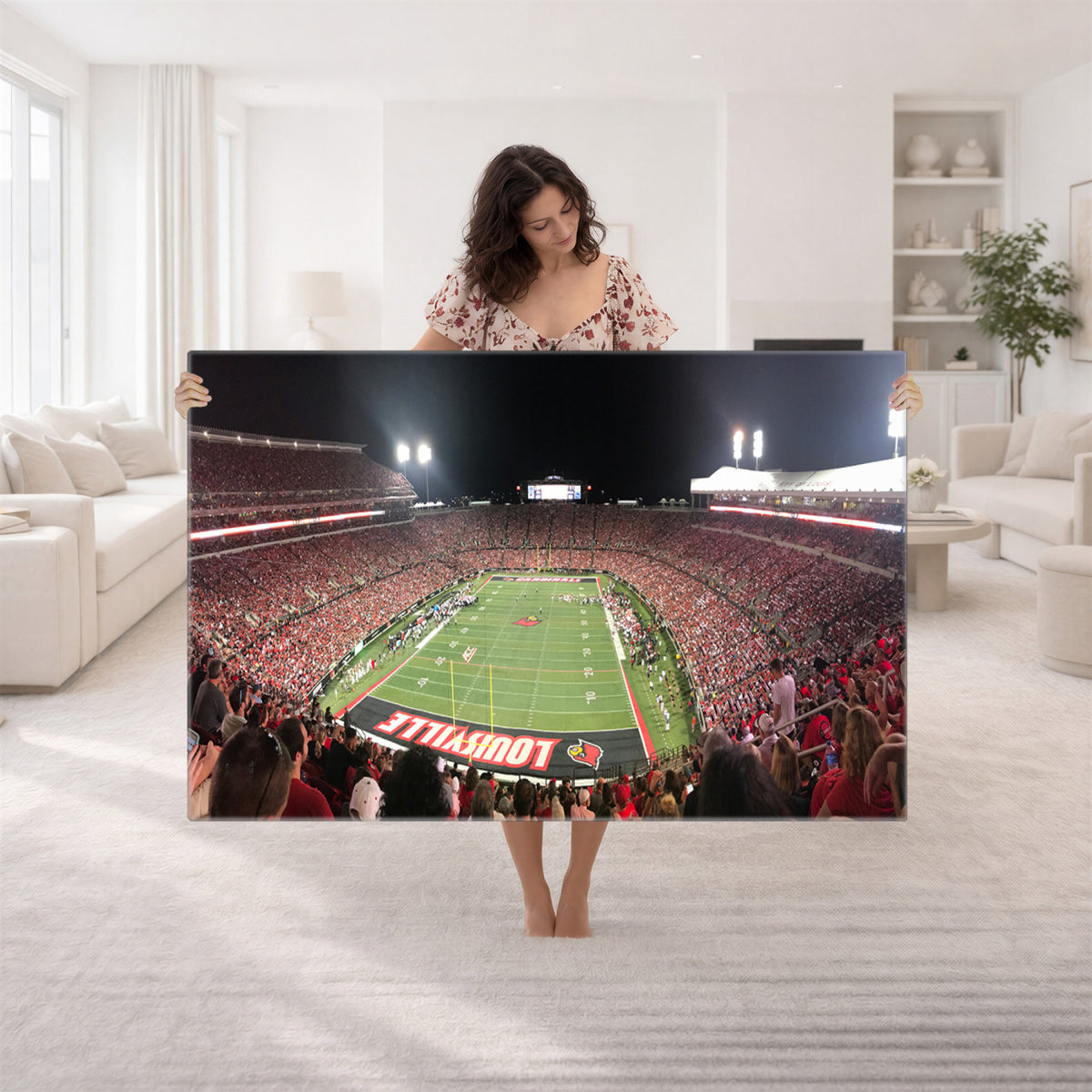 51251-PAN-FL-20X10 - University of Louisville Cardinals Football Team Print - Louisville Cardinal Stadium Wall Art Canvas