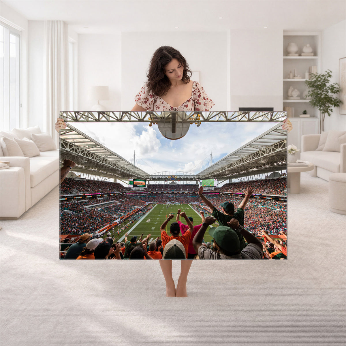 66239-PAN-FL-20X10 - Miami Hurricanes Football Team Wall Art Print - Miami Hard Rock Stadium Wall Art Canvas Print