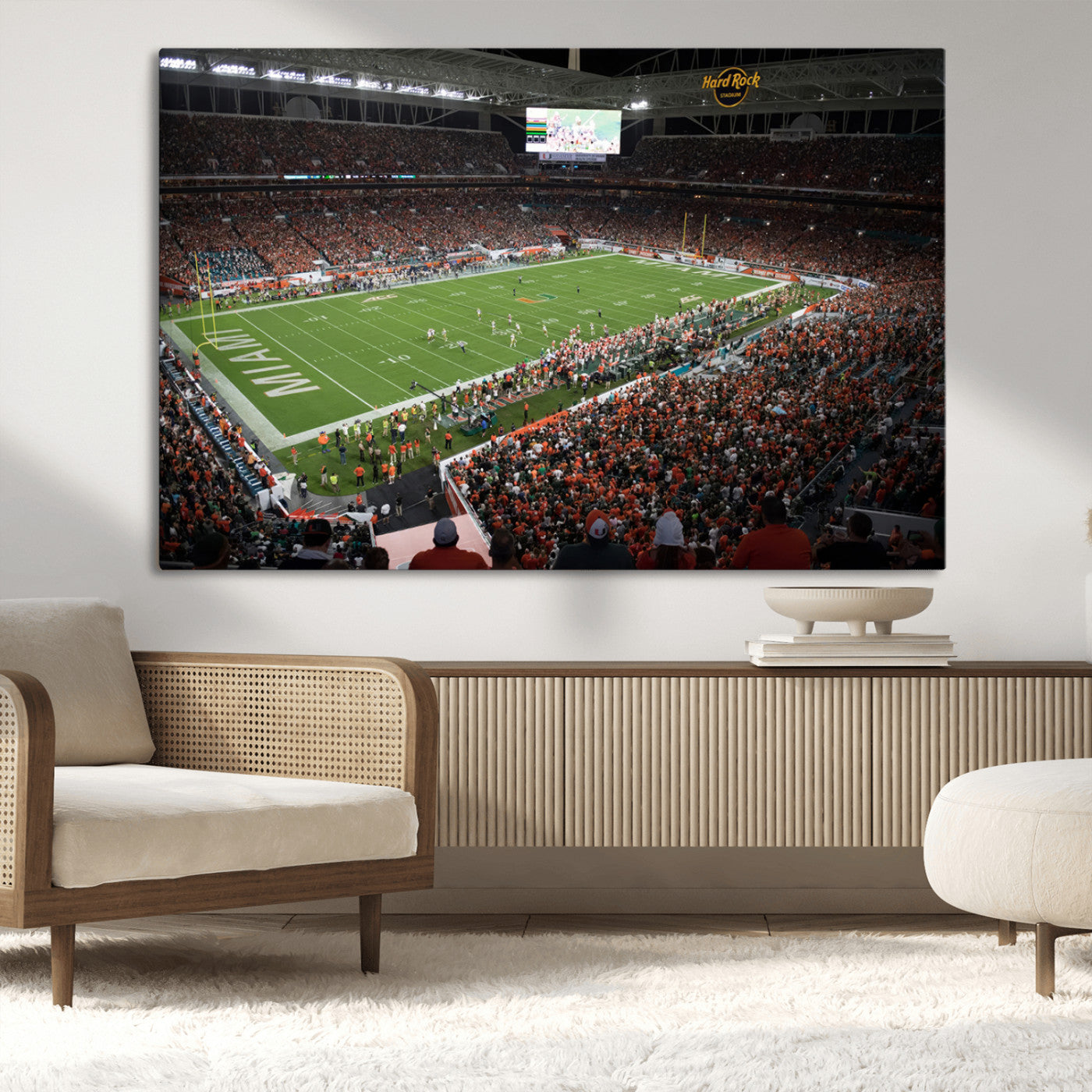 MGV-CV-36X24 - Miami Hurricanes Football Team Print Canvas- Miami Hard Rock Stadium Wall Art Canvas Print