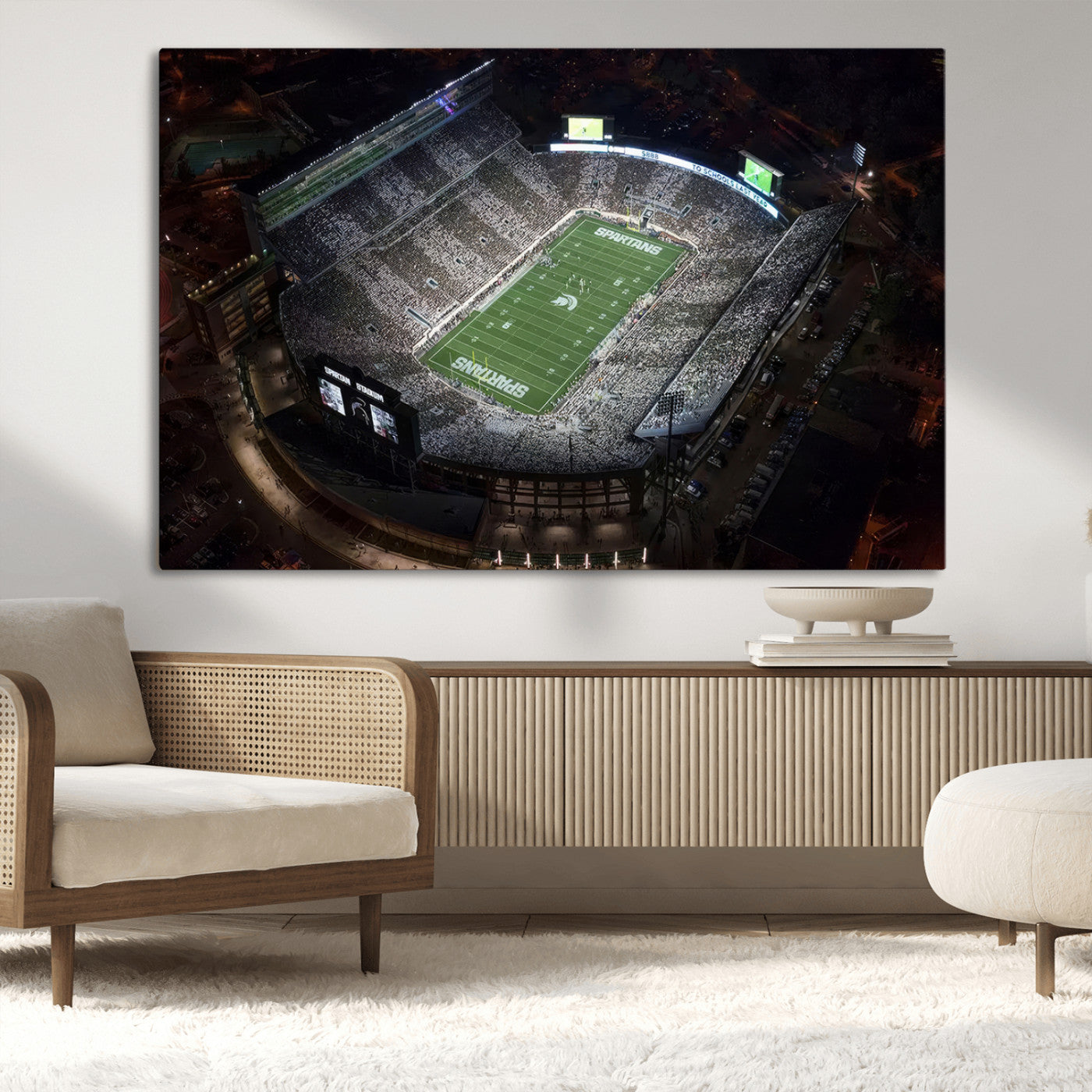 MGV-CV-36X24 - Michigan State Spartans Football Team Print - East Lansing Spartan Stadium Print Wall Art