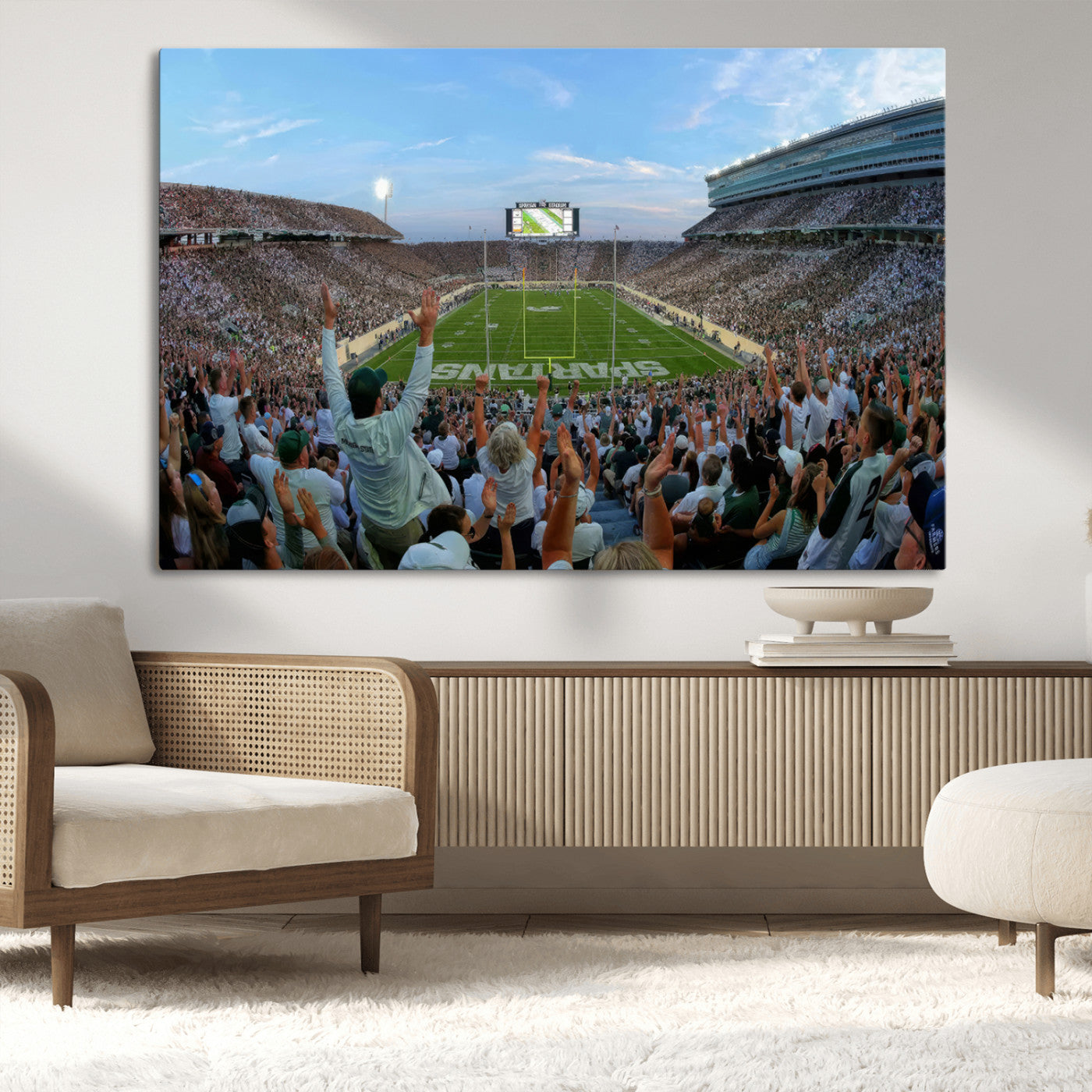 MGV-CV-36X24 - Michigan State Spartans Football Team Print - East Lansing Spartan Stadium Wall Art Canvas Print