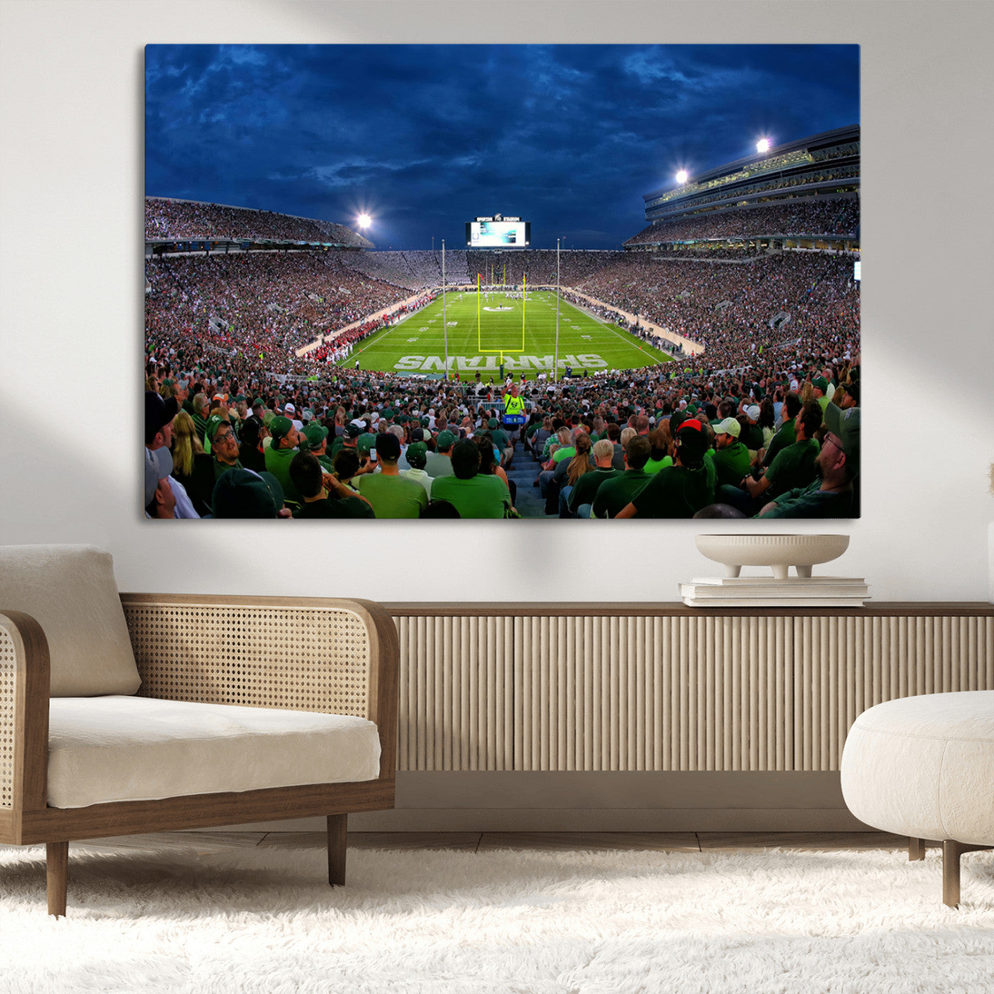 MGV-CV-36X24 - Michigan State Spartans Football Team Print - East Lansing Spartan Stadium Wall Art Canvas Print
