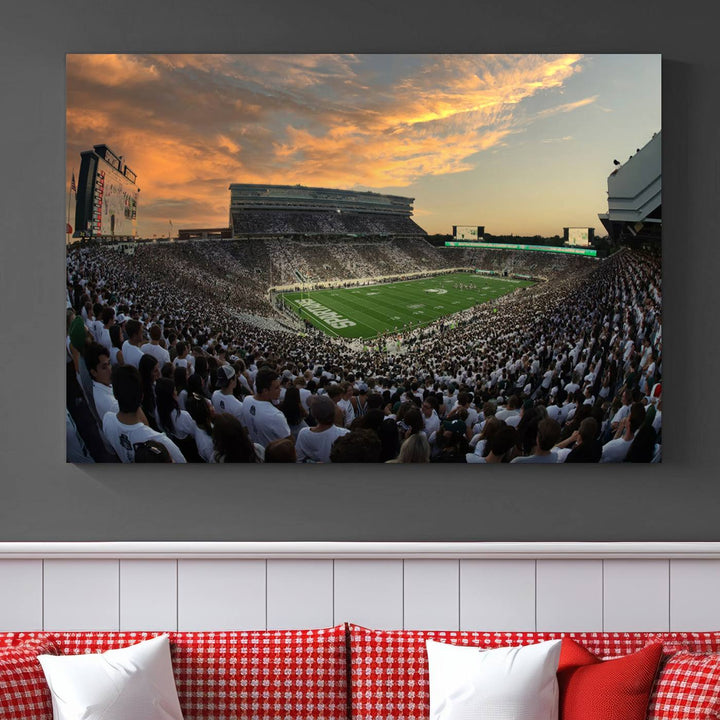 Michigan State Spartans Football Team Print - East Lansing Spartan Stadium Wall Art Canvas Print