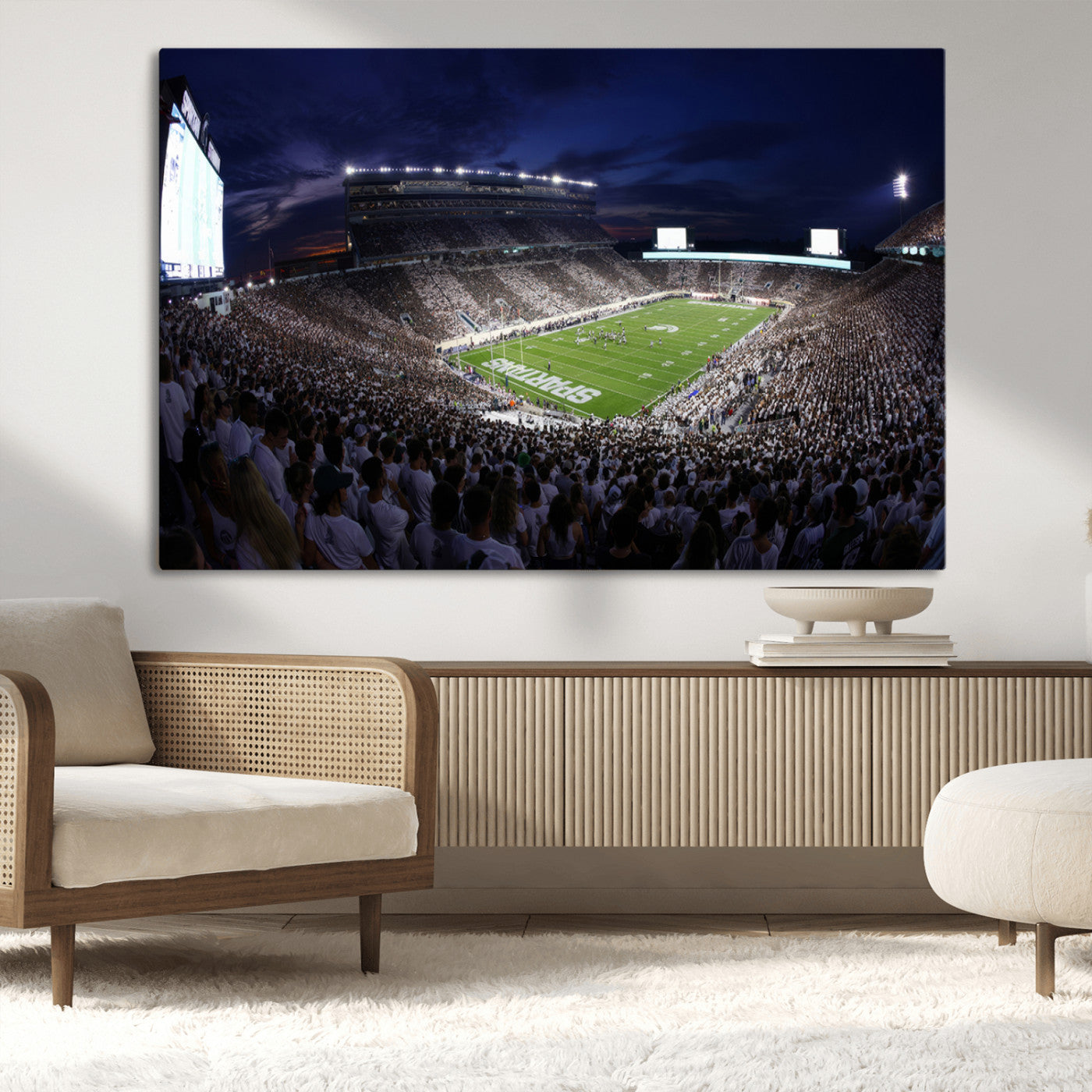 MGV-CV-36X24 - Michigan State Spartans Canvas, Framed Football Team Print - East Lansing Spartan Stadium Wall Art