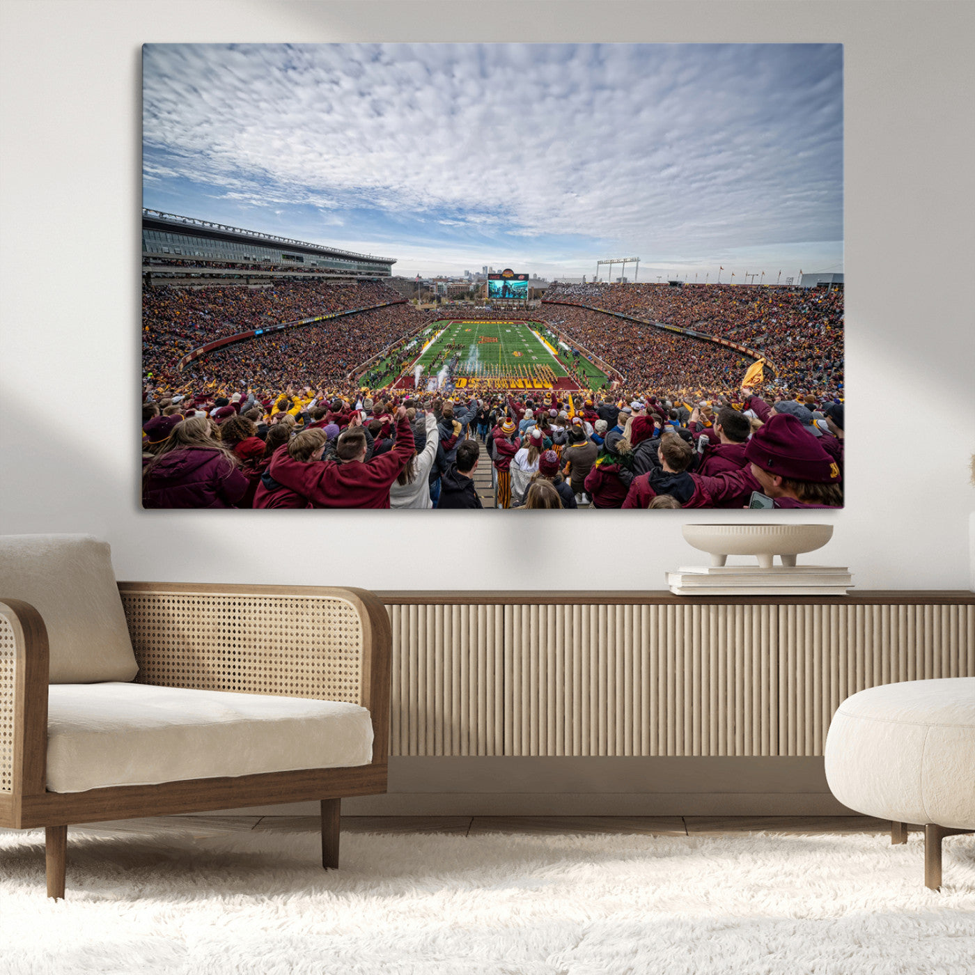 MGV-CV-36X24 - University of Minnesota Golden Gophers Football Team Print - Minneapolis Huntington Bank Stadium Art