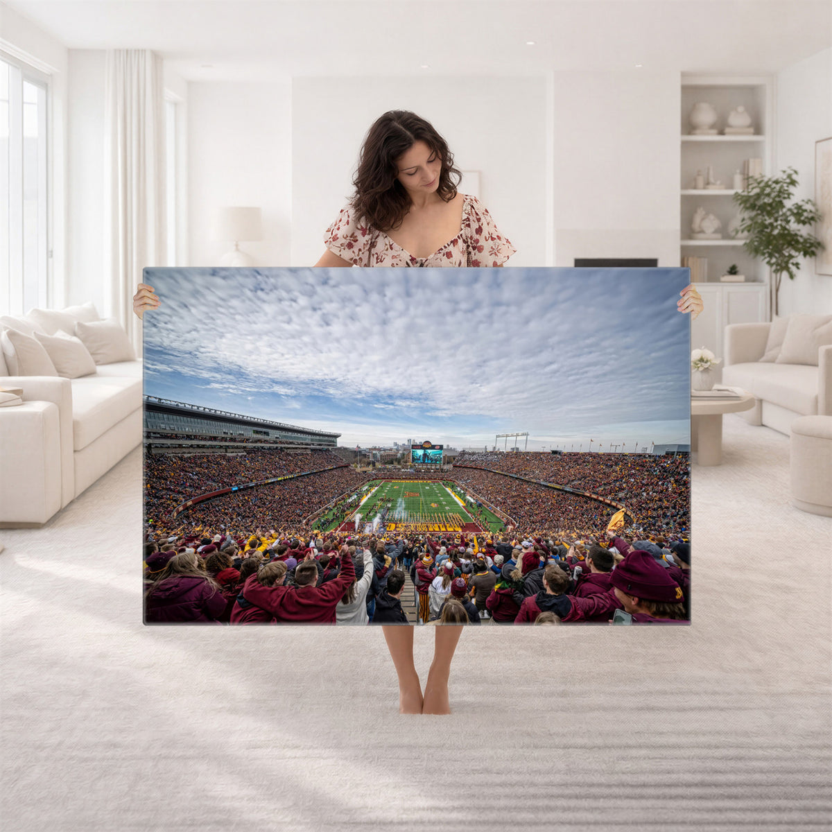 38459-PAN-FL-20X10 - University of Minnesota Golden Gophers Football Team Print - Minneapolis Huntington Bank Stadium Art