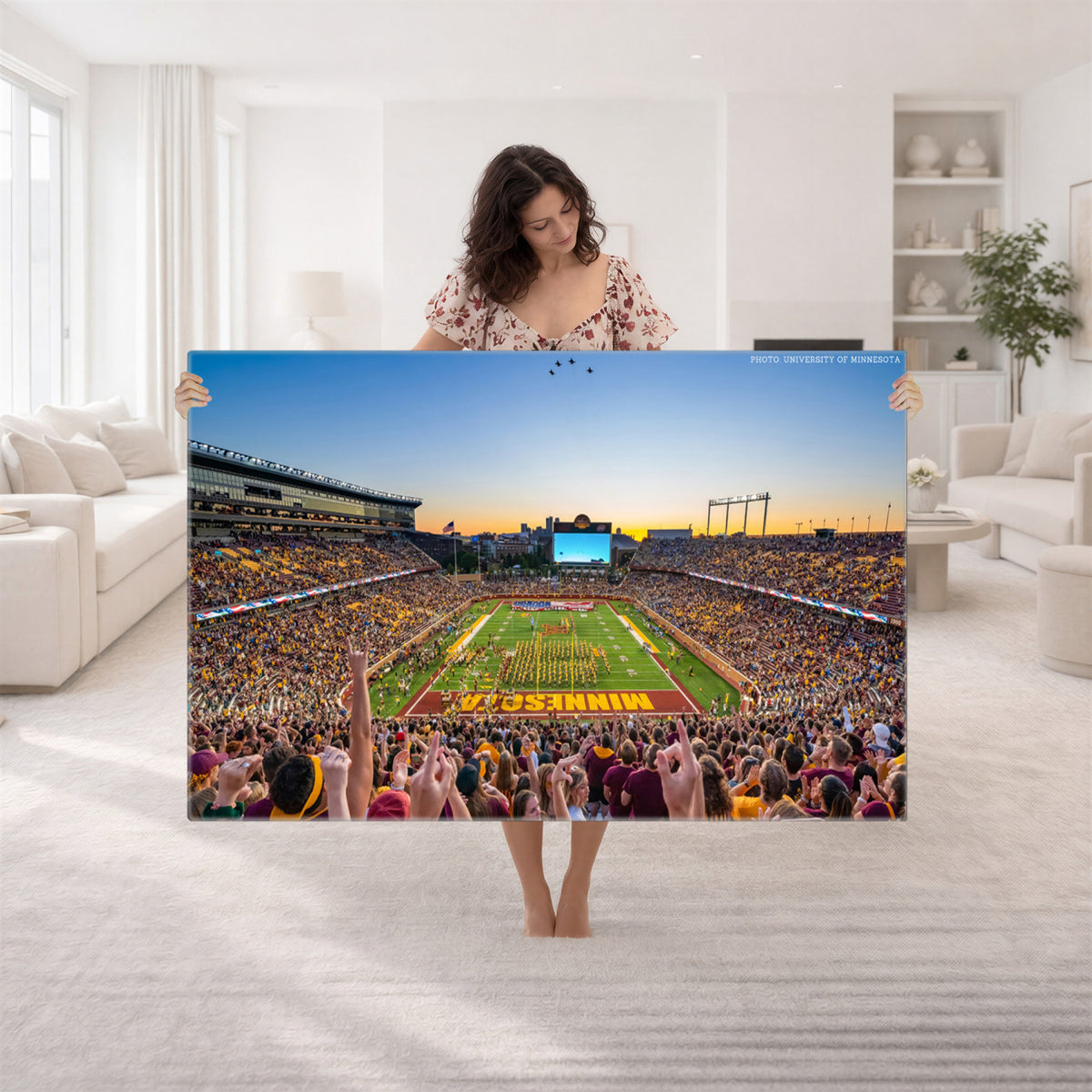 63452-PAN-FL-20X10 - University of Minnesota Golden Gophers Football Team Print - Minneapolis Huntington Bank Stadium