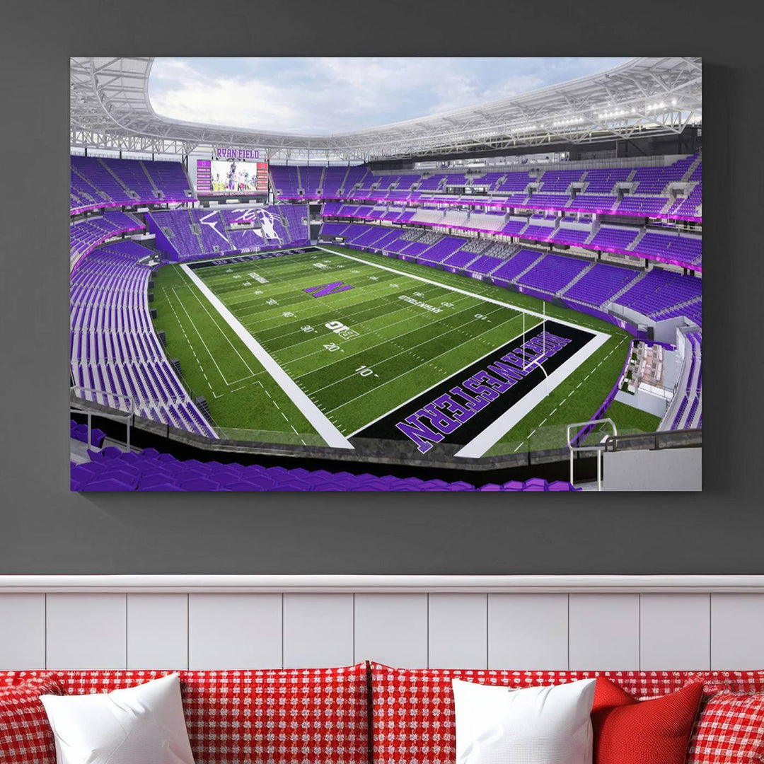 Northwestern University Wildcats Football Team Print - Evanston Ryan Field Wall Art Canvas Print