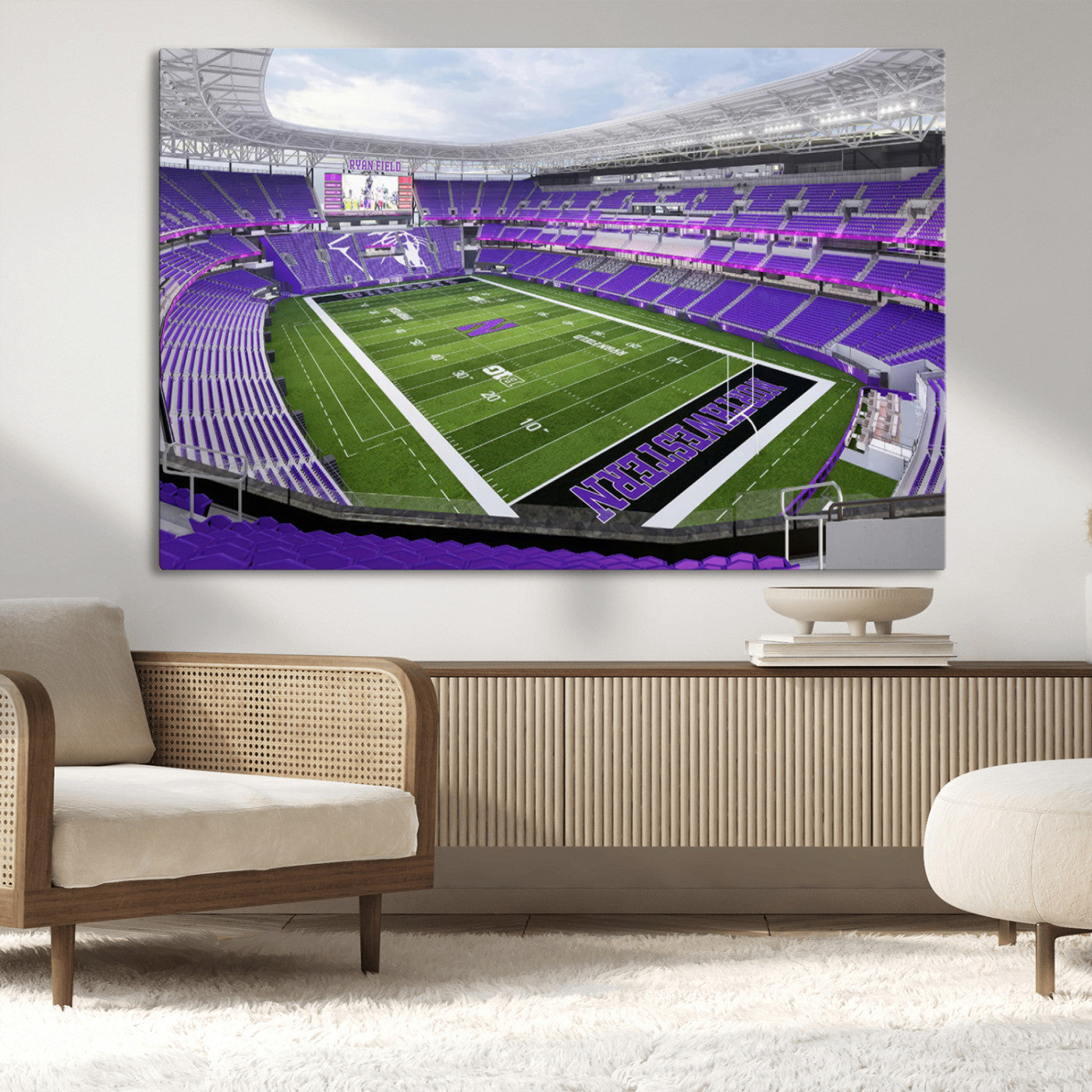 MGV-CV-36X24 - Northwestern University Wildcats Football Team Print - Evanston Ryan Field Wall Art Canvas Print