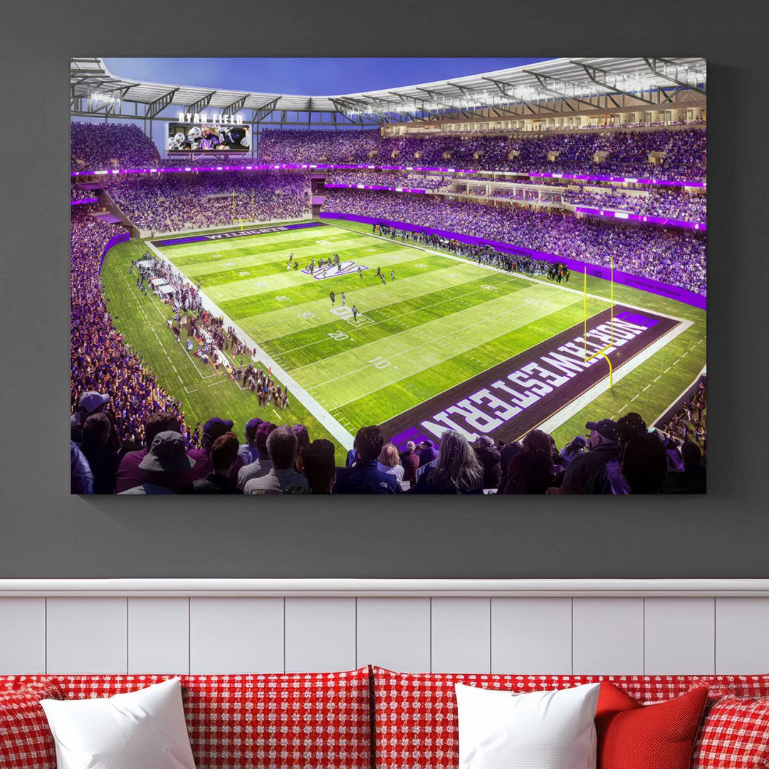 Northwestern University Wildcats Football Team Print - Evanston Ryan Field Wall Art Canvas Print