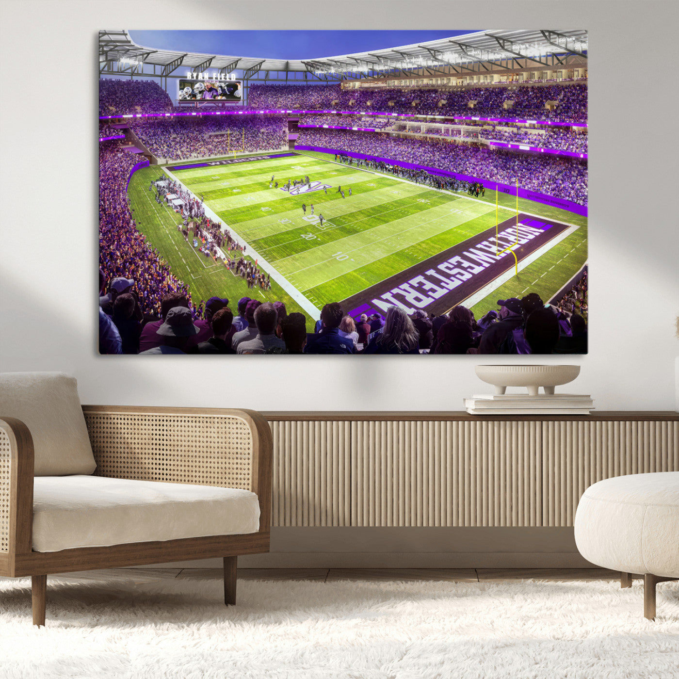 MGV-CV-36X24 - Northwestern University Wildcats Football Team Print - Evanston Ryan Field Wall Art Canvas Print