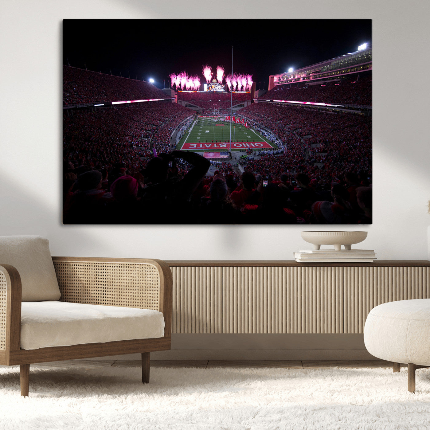 MGV-CV-36X24 - Ohio State University Buckeyes Football Team Print - Columbus Ohio Stadium Wall Art Canvas Print