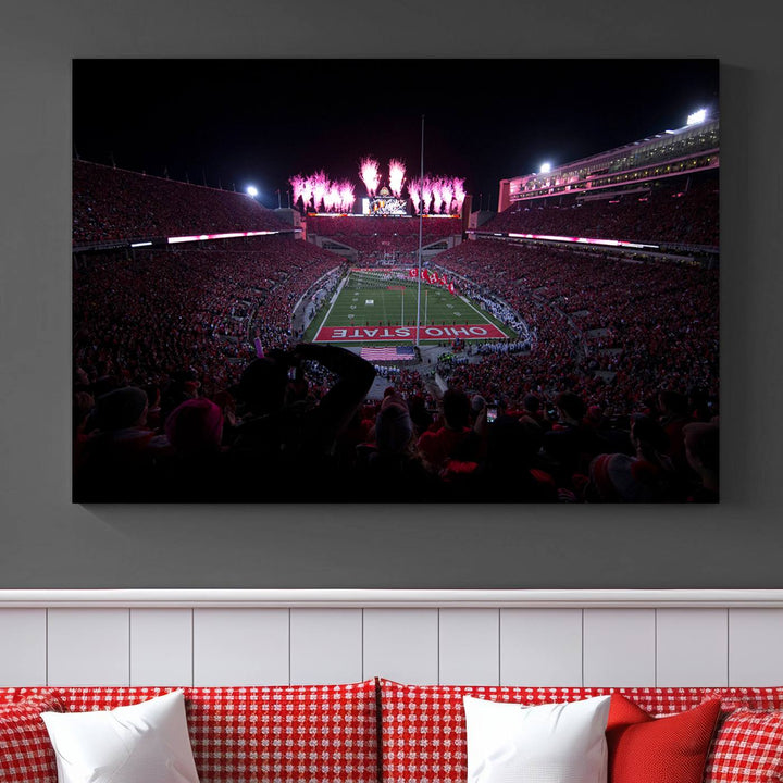 Ohio State University Buckeyes Football Team Print - Columbus Ohio Stadium Wall Art Canvas Print