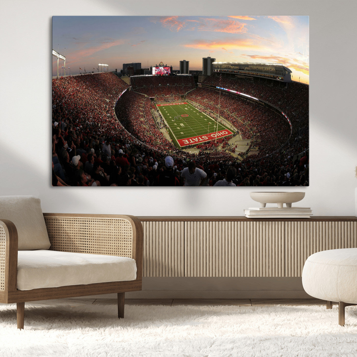 MGV-CV-36X24 - Ohio State University Buckeyes Football Team Print - Columbus Ohio Stadium Wall Art Canvas Print