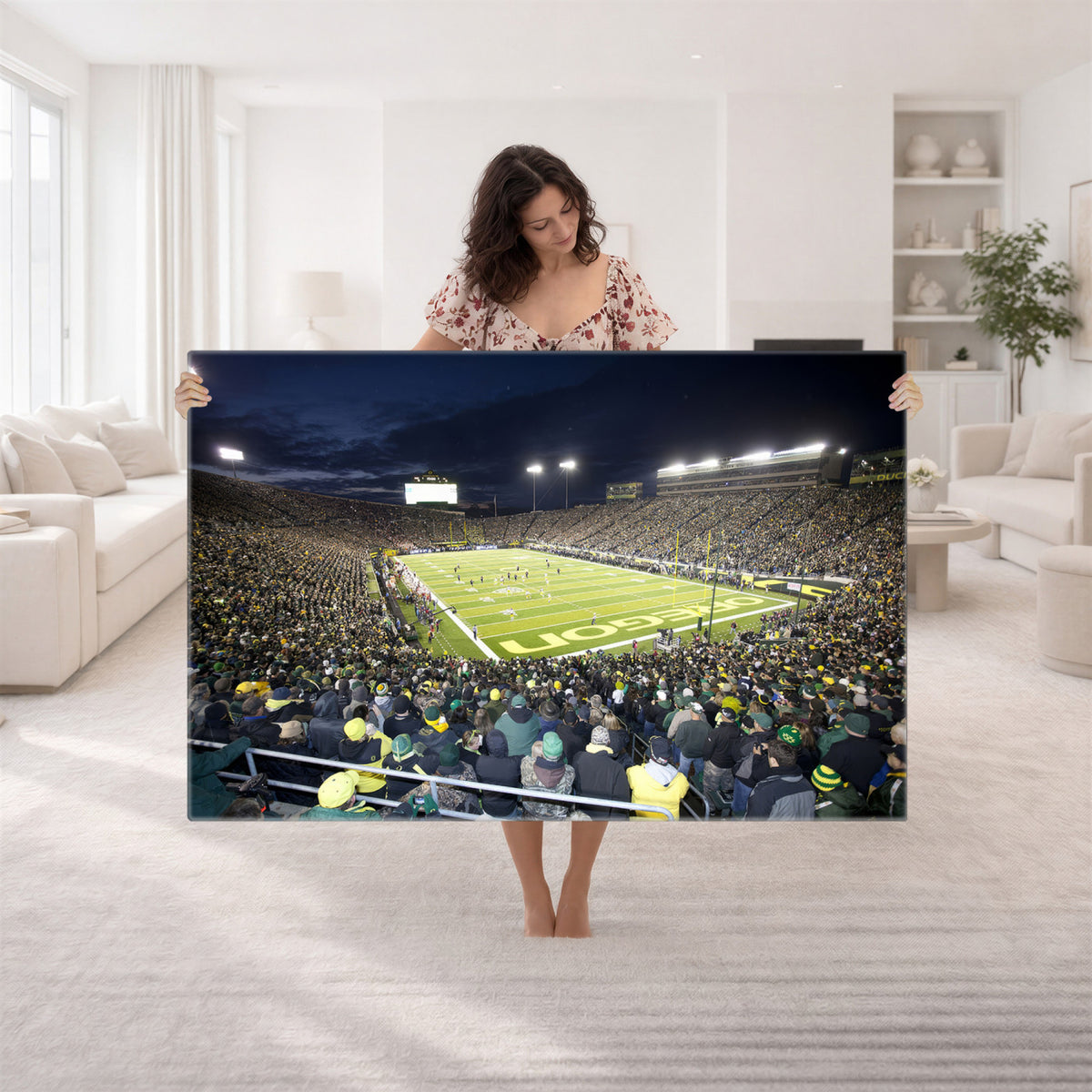 48756-PAN-FL-20X10 - University of Oregon Ducks Football Team Print - Eugene Autzen Stadium Wall Art Canvas Print
