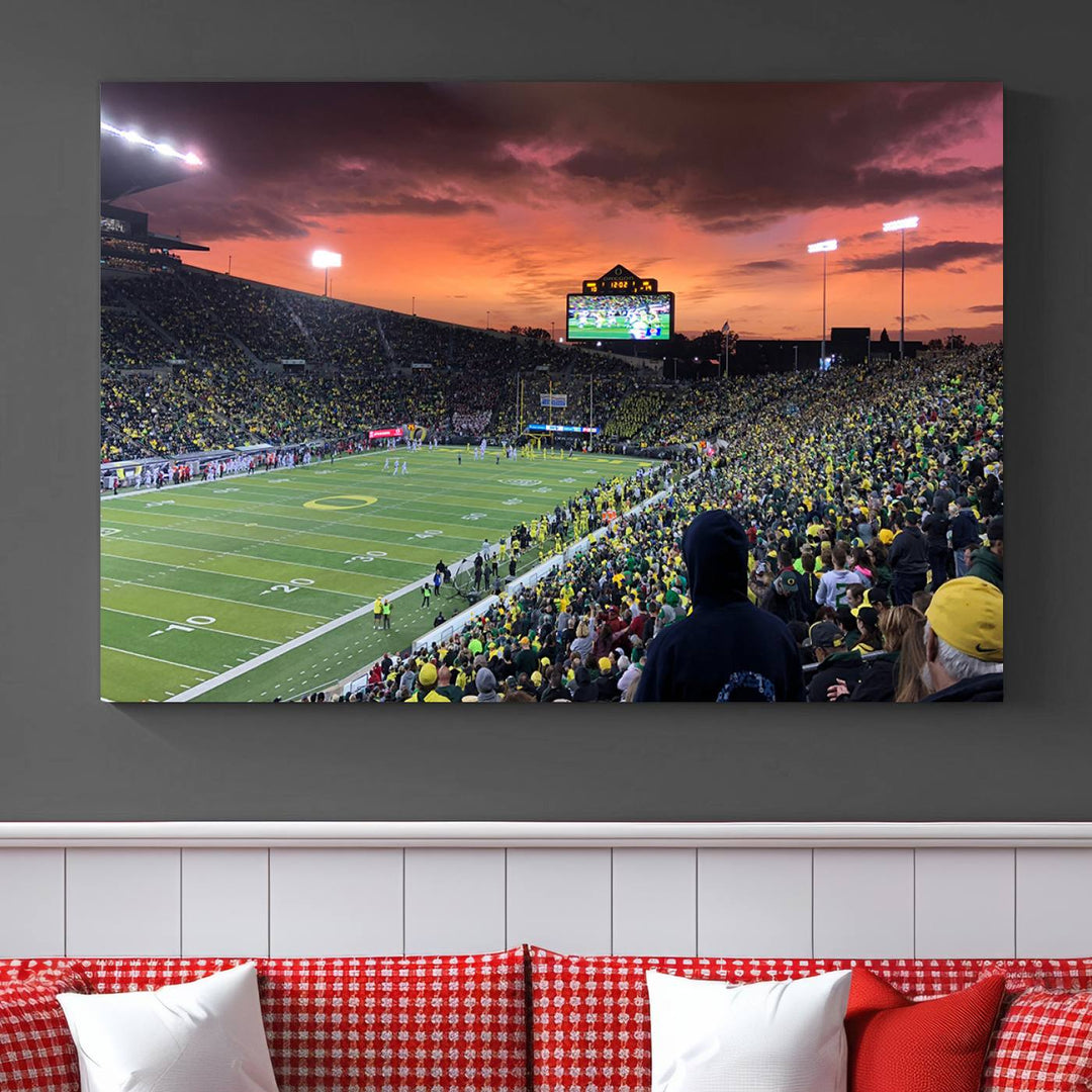 University of Oregon Ducks Football Team Print - Eugene Autzen Stadium Wall Art Canvas Print