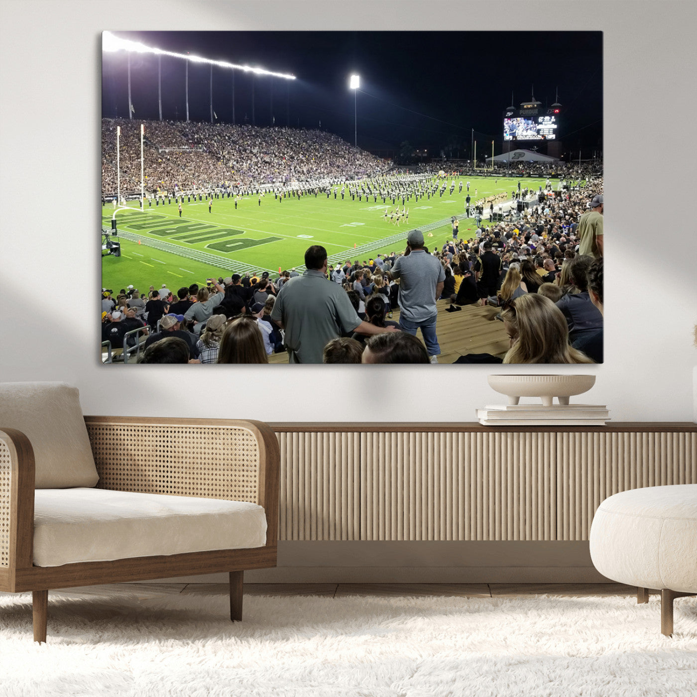 MGV-CV-36X24 - Purdue University Boilermakers Football Team Print - West Lafayette Ross-Ade Stadium Wall Art Canvas
