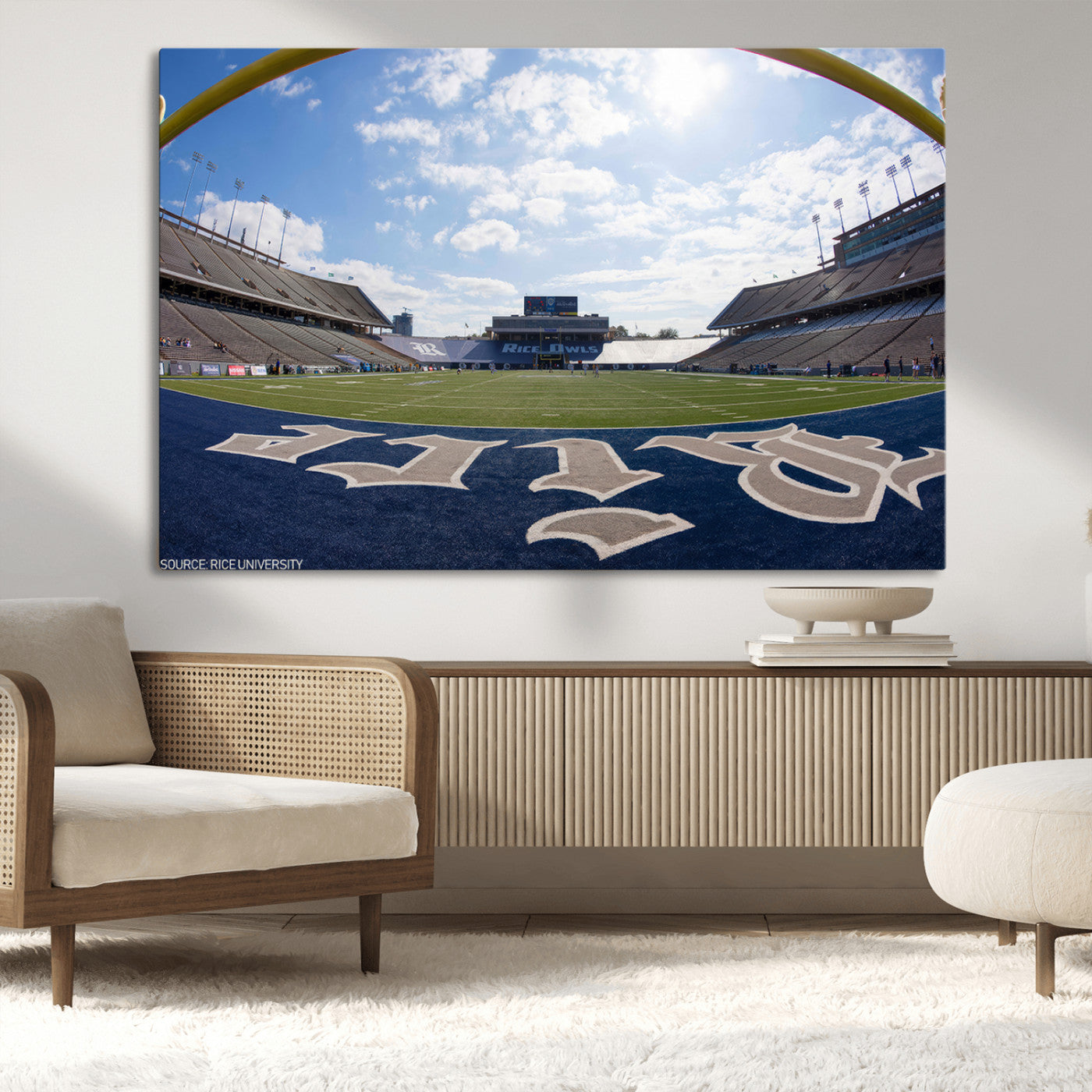 MGV-CV-36X24 - Rice University Owls Football Team Print - Houston Rice Stadium Wall Art Canvas Print