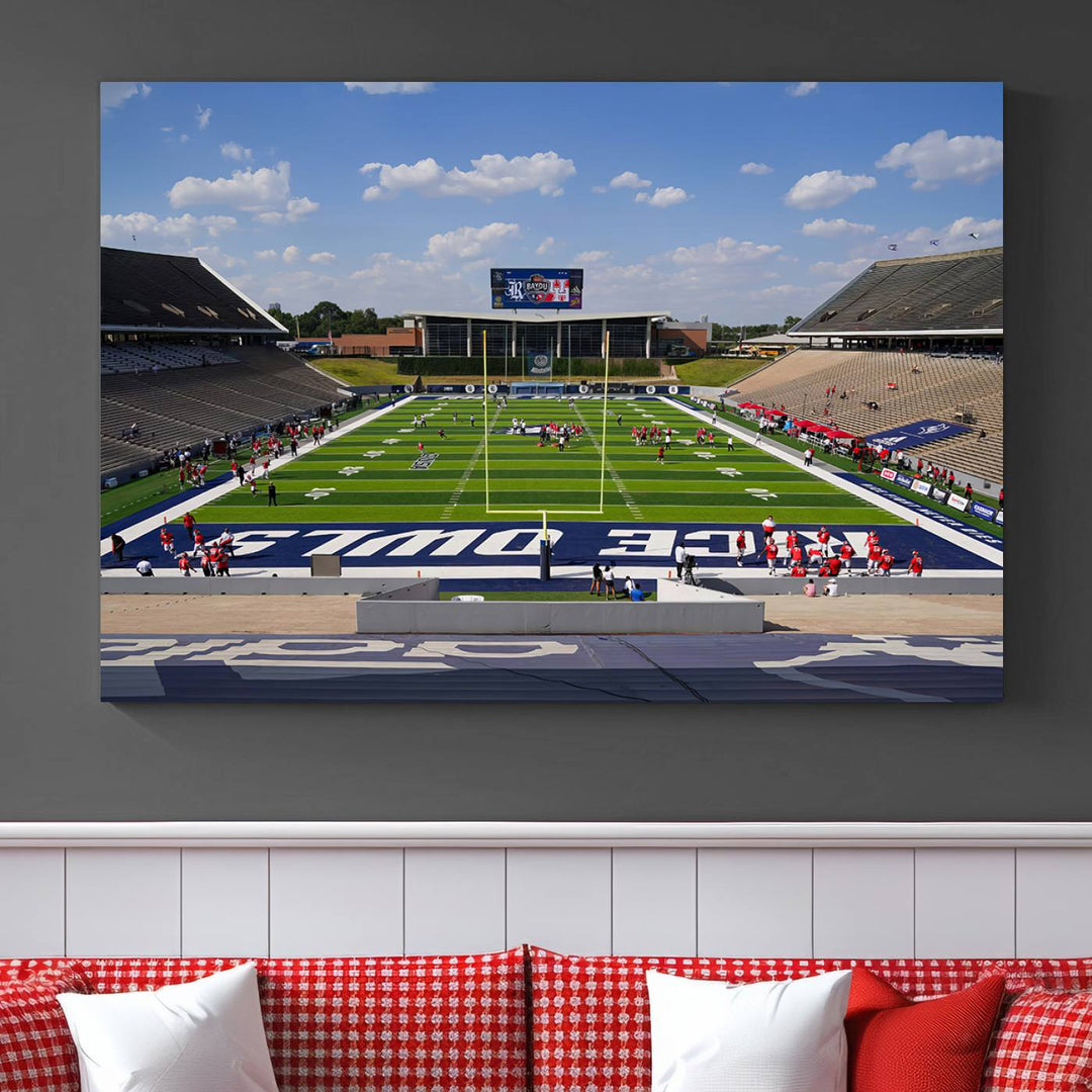 Rice University Owls Football Team Print - Houston Rice Stadium Wall Art Canvas Print