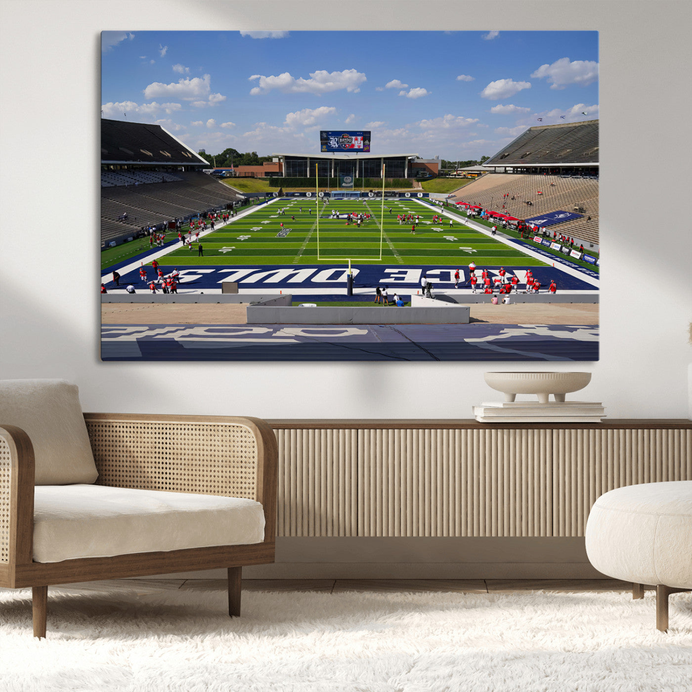 MGV-CV-36X24 - Rice University Owls Football Team Print - Houston Rice Stadium Wall Art Canvas Print