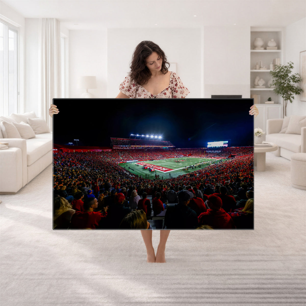 18115-PAN-FL-20X10 - Rutgers Scarlet Knights Football Team Print - SHI Stadium, Piscataway Wall Art Canvas Print