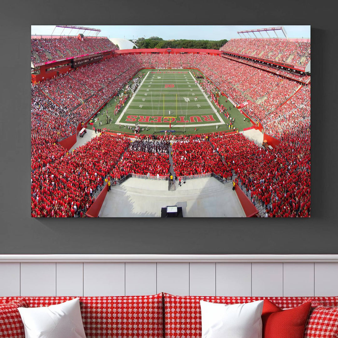 Rutgers Scarlet Knights Football Team Print - Piscataway SHI Stadium Wall Art Canvas Print