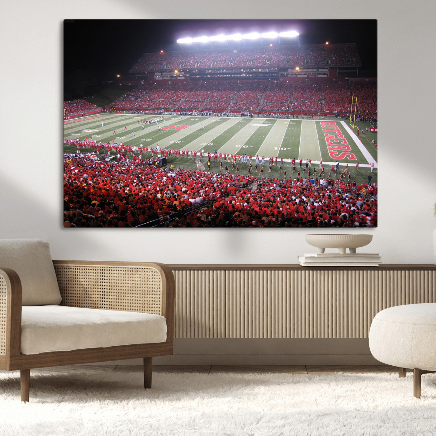 MGV-CV-36X24 - Rutgers University Scarlet Knights Football Team Print - Piscataway SHI Stadium Wall Art Canvas