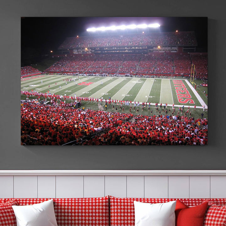 Rutgers University Scarlet Knights Football Team Print - Piscataway SHI Stadium Wall Art Canvas Print